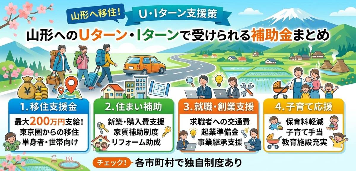 山形へのUターン・Iターンで受けられる補助金まとめ
