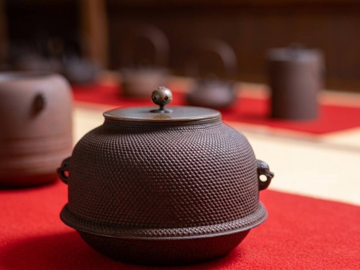 鋳肌の細かい文様が施された山形鋳物の鉄瓶